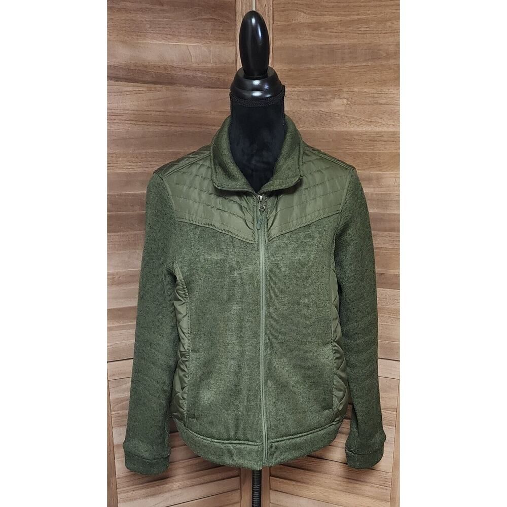 CB Women's Hartfort Green Stretch Soft Sweater Jacket Lightweight Size Large L
